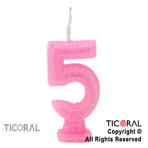 VELA NUMERO 5 ROSA CON GIBRE HS2877-5 x 1